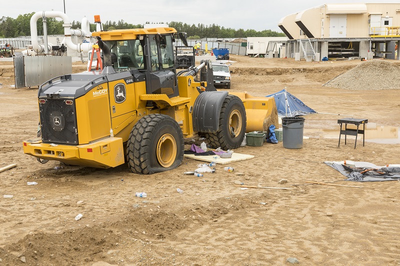 Destruction to bulldozer